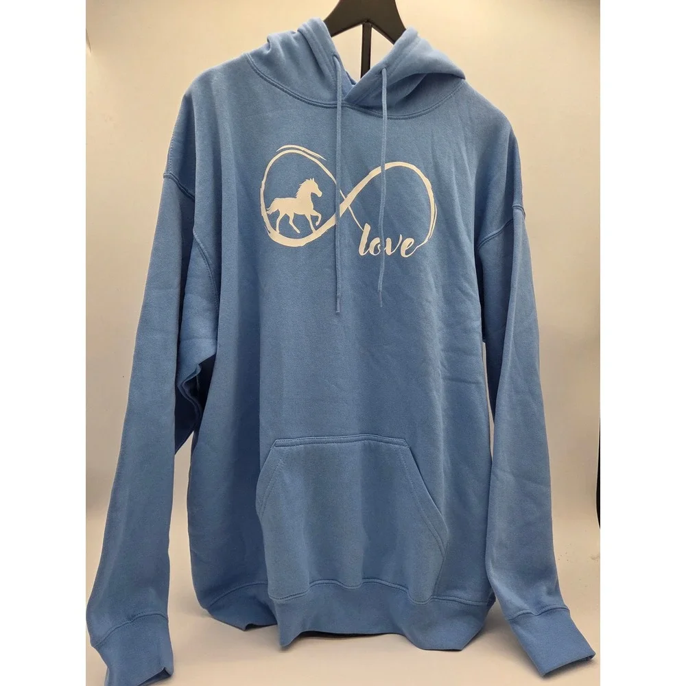 TStars Horse Infinity Love Hoodie XL Blue Graphic Pullover Sweatshirt